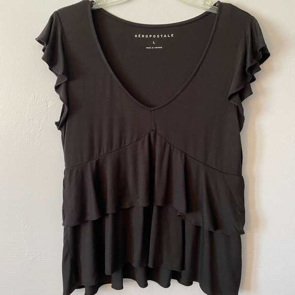 Aeropostale Tops - Aeropostale Black Flowy Shirt Sz L